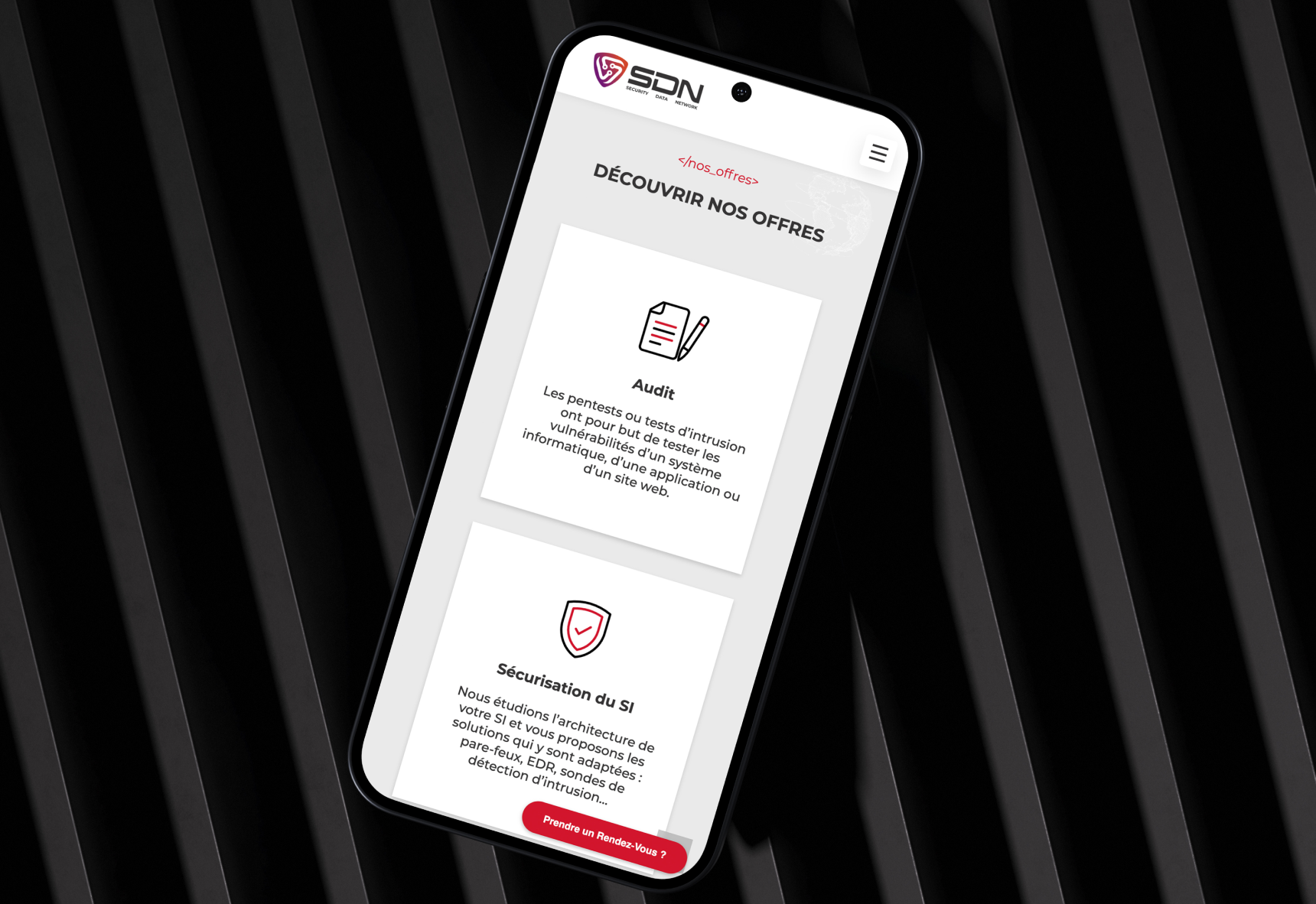 Mockup du site web Security Data Network Mockup du site web Security Data Network